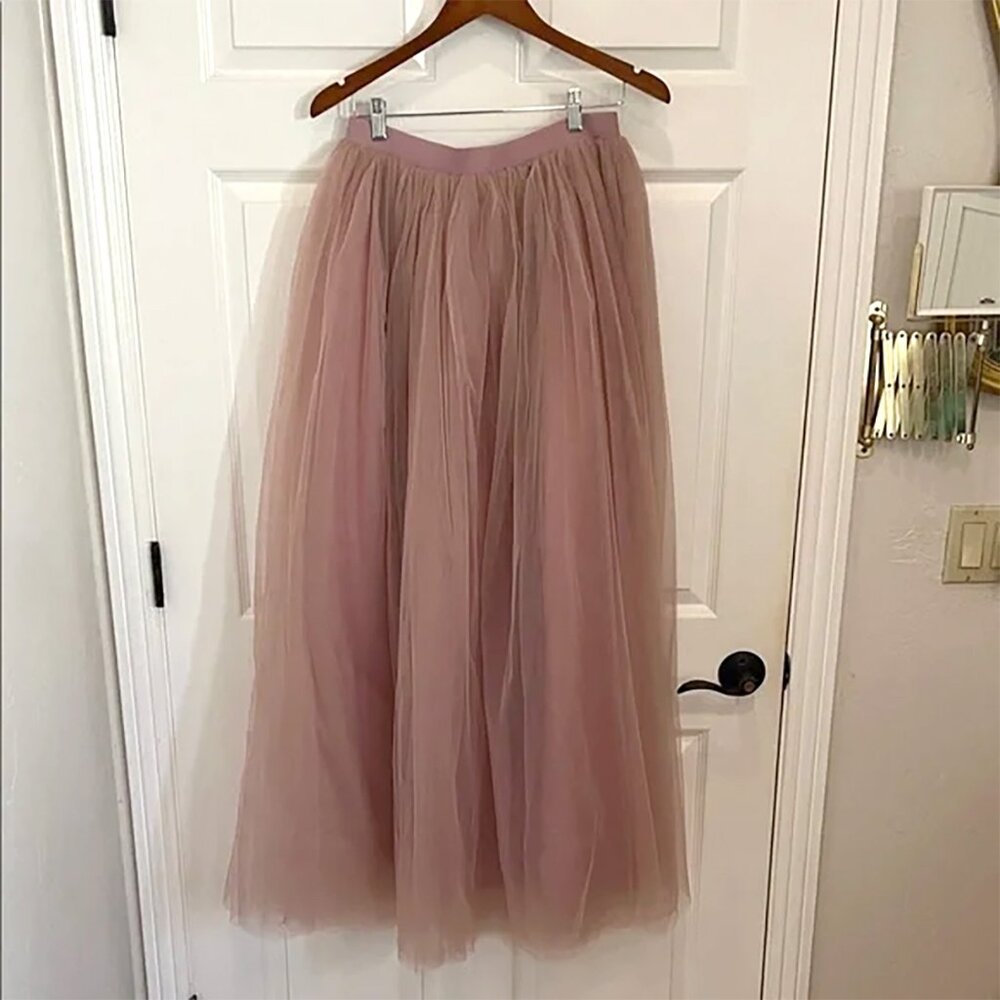 Dusty Pink Long Tutu Party Evening Tulle Skirt XXL - Picture 3 of 7